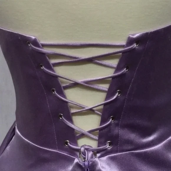 NEW LONG OFF THE SHOULDER STRAPLESS SATIN DRESS WITH STRUCTURAL CORSET CD294 - Picture 9 of 10